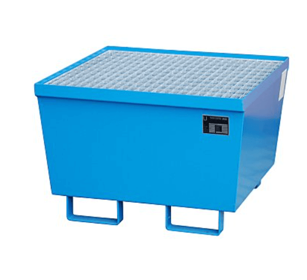 Opsamlingskar i galvaniseret stål, 215 liter kapacitet, 800 x 800 x 545 mm Blå