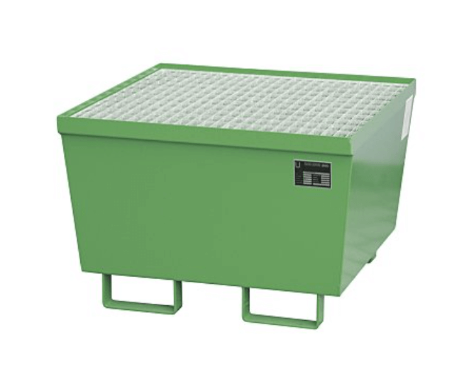 Opsamlingskar i galvaniseret stål, 215 liter kapacitet, 800 x 800 x 545 mm Grøn