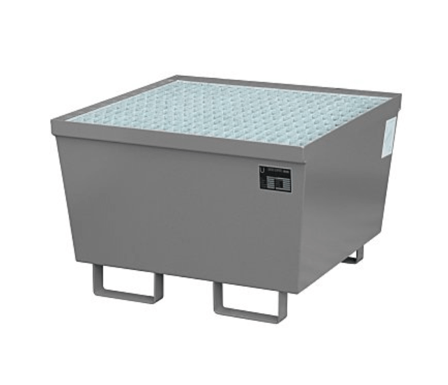 Opsamlingskar i galvaniseret stål, 215 liter kapacitet, 800 x 800 x 545 mm Grå