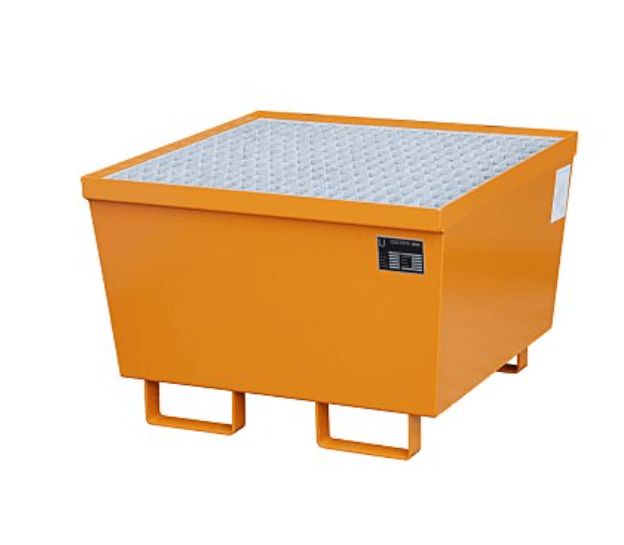 Opsamlingskar i galvaniseret stål, 215 liter kapacitet, 800 x 800 x 545 mm Orange