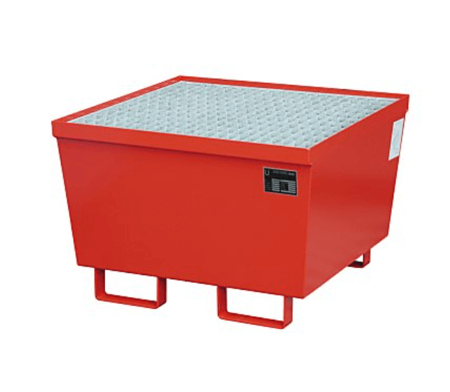 Opsamlingskar i galvaniseret stål, 215 liter kapacitet, 800 x 800 x 545 mm Rød