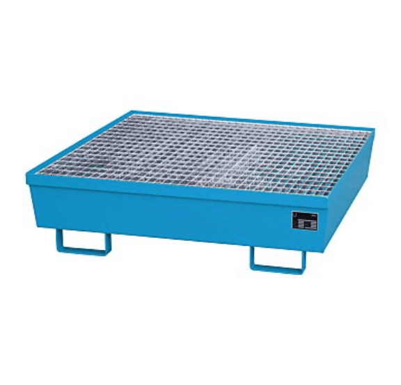 Opsamlingskar i galvaniseret stål, 245 liter kapacitet, 1200 x 1200 x 335 mm Blå