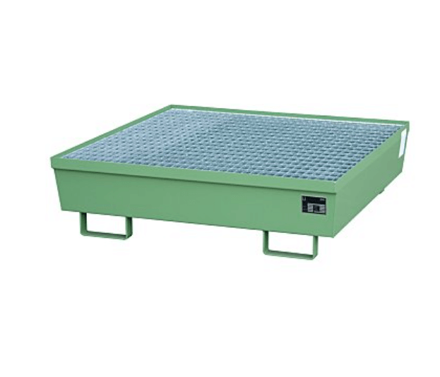 Opsamlingskar i galvaniseret stål, 245 liter kapacitet, 1200 x 1200 x 335 mm Grøn