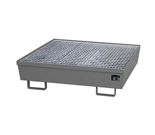 Opsamlingskar i galvaniseret stål, 245 liter kapacitet, 1200 x 1200 x 335 mm Grå
