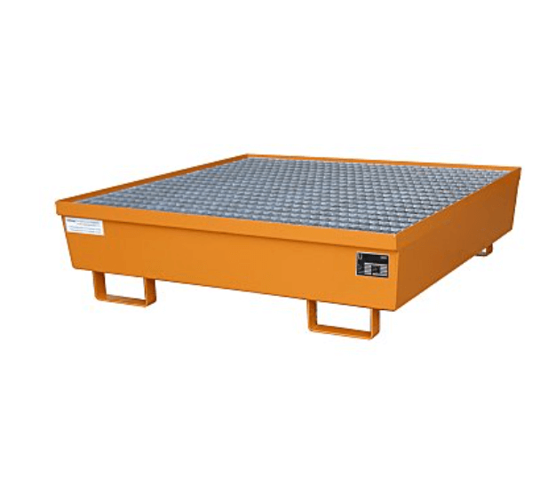 Opsamlingskar i galvaniseret stål, 245 liter kapacitet, 1200 x 1200 x 335 mm Orange