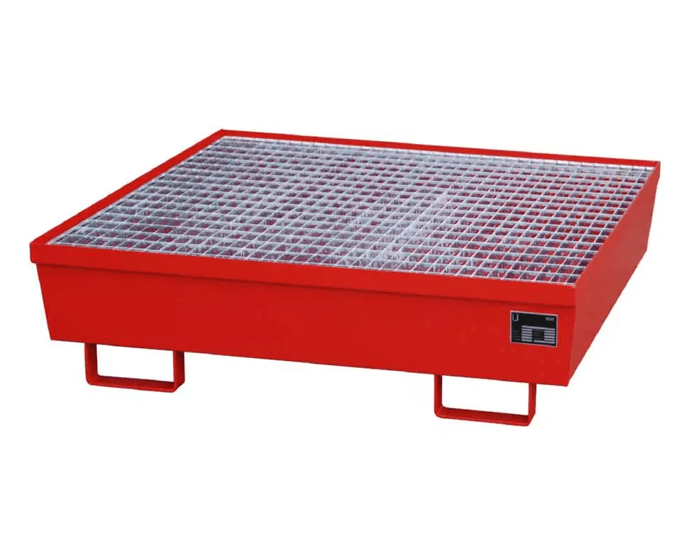 Opsamlingskar i galvaniseret stål, 245 liter kapacitet, 1200 x 1200 x 335 mm Rød