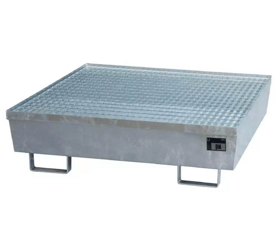 Opsamlingskar i galvaniseret stål, 245 liter kapacitet, 1200 x 1200 x 335 mm Galvaniseret stål