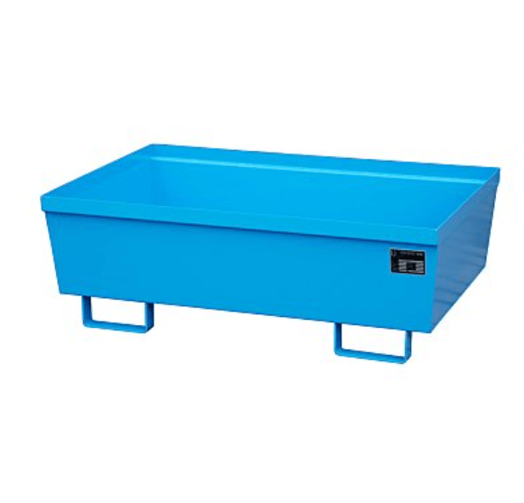 Opsamlingskar i galvaniseret stål, uden gitterrist, 265 liter kapacitet, 1200 x 800 x 415 mm Blå