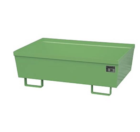 Opsamlingskar i galvaniseret stål, uden gitterrist, 265 liter kapacitet, 1200 x 800 x 415 mm Grøn