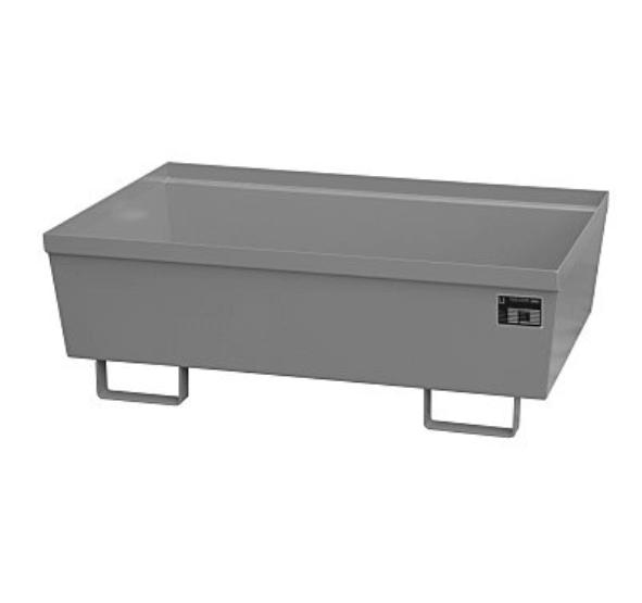 Opsamlingskar i galvaniseret stål, uden gitterrist, 265 liter kapacitet, 1200 x 800 x 415 mm Grå
