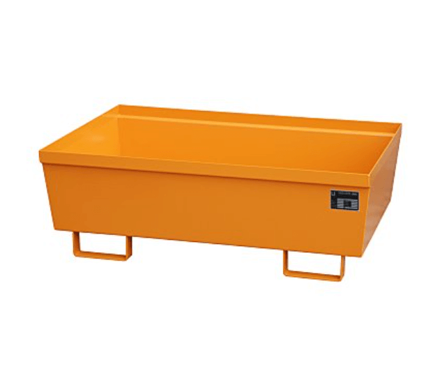 Opsamlingskar i galvaniseret stål, uden gitterrist, 265 liter kapacitet, 1200 x 800 x 415 mm Orange