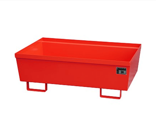 Opsamlingskar i galvaniseret stål, uden gitterrist, 265 liter kapacitet, 1200 x 800 x 415 mm Rød