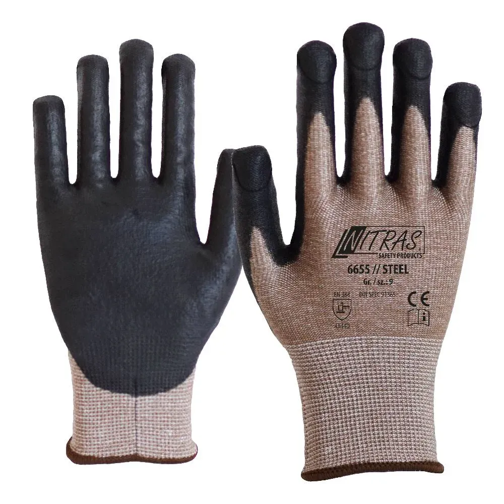 Nitras 6655 Steel kanylehandske stik sikker beskyttelseshandske handske til håndtering af spidse og skærende emner som mod kanyler 11 - XXL