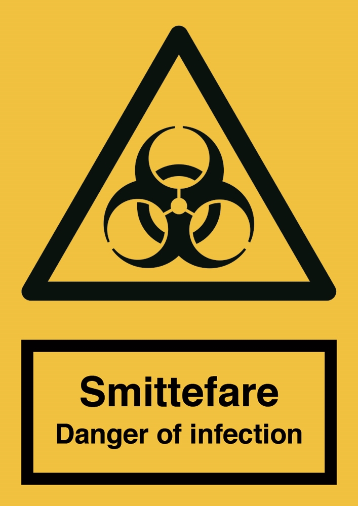 Advarselsskilt Smittefare - Danger of infection Plast