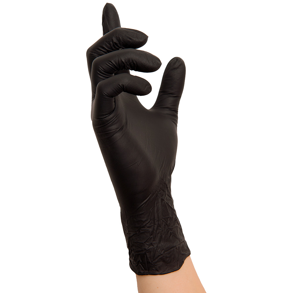 Black Wave vendbar fødevare værksted, kemi godkendt sorte nitril engangshandsker, EN 455 EN 374 ikke-sterile, AQL 1,5 længde 240mm 8 - M