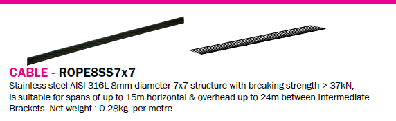 8mm 7x7 stainless steel wire rope tol 7,9-8,2mm