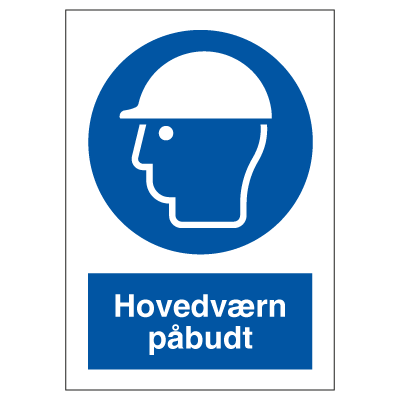 Hovedværn påbudt påbudsskilt A5, Reflekterende aluminium