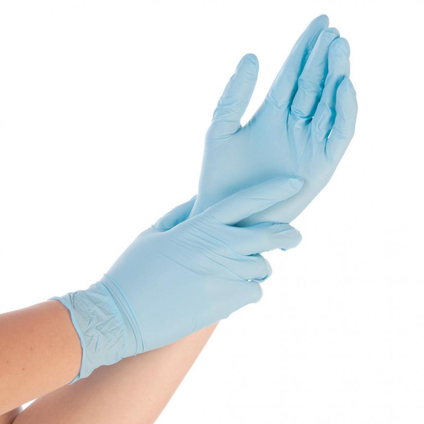 Blå pudderfri nitrilhandske, længde 24cm SAFE FIT tykkelse håndflade/fingerspids 0,08mm latex fri fødevaregodkendt æske a 200 stk 10 - XL