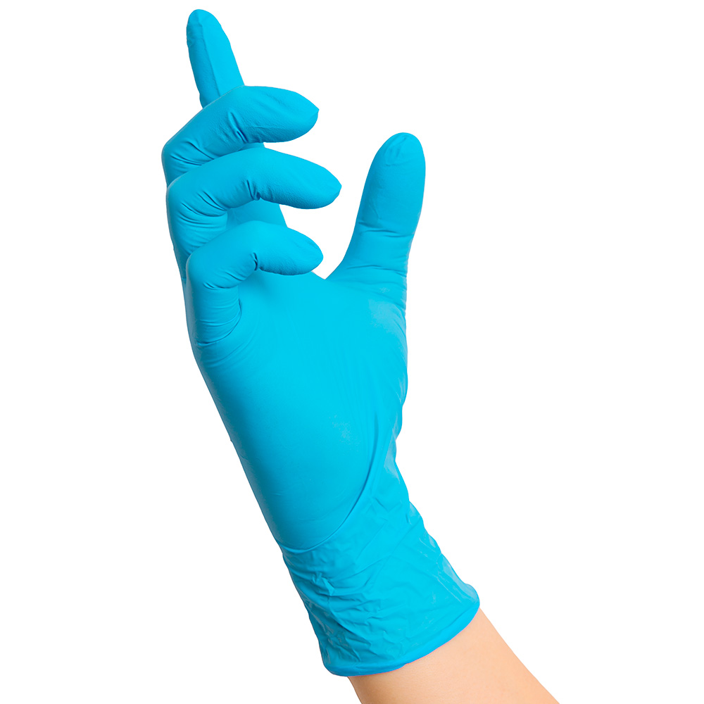 Nitras 8311 Blue Wave blå nitril kemi engangshandske samt levnedsmidel godkendt, virus godkendt, 240 mm, AQL 1,5 tykkelse 0,08mm 9 - L