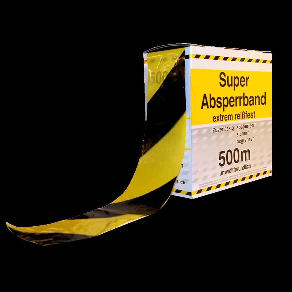 Afspærringsbånd af plast 80mm x 500m Gul-sort
