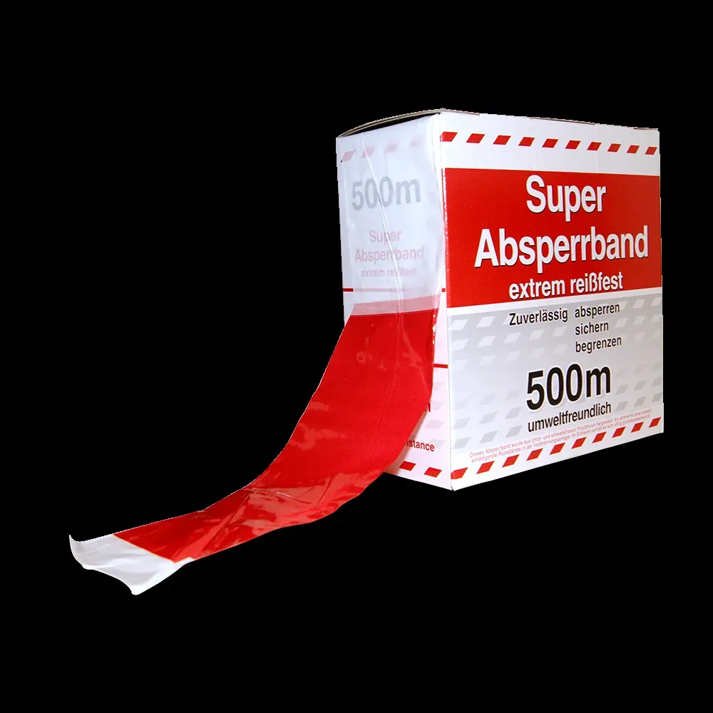 Afspærringsbånd af plast 80mm x 500m Rød-hvid