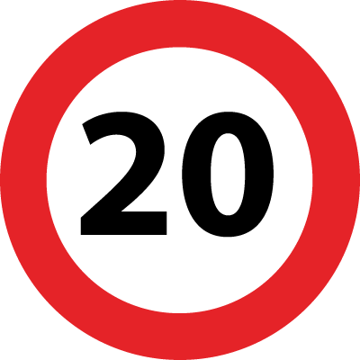 Lokal hastighedsbegrænsning C 55 forbudstavle - Ø 500 mm 1-sidet 20 km