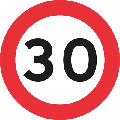 Lokal hastighedsbegrænsning C 55 forbudstavle - Ø 500 mm 1-sidet 30 km