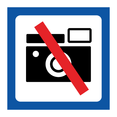Fotografering forbudt piktogram - Selvklæbende vinyl (klistermærke) 100x100 mm