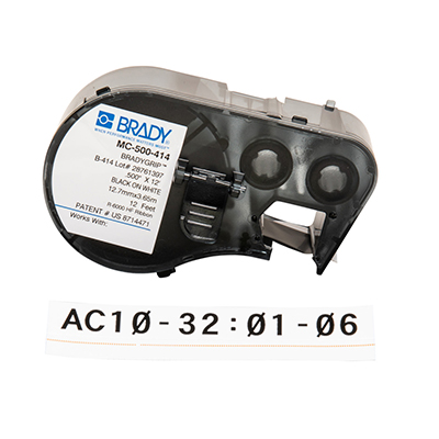 BradyGrip Print-on Hook-materiale Sort på hvidt, til BMP41 / BMP51 / BMP53