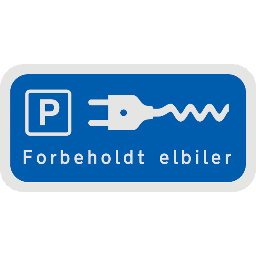 Undertavle - Parkering forbeholdt elbiler og elbil UE 33,4 symbol 30x70 cm