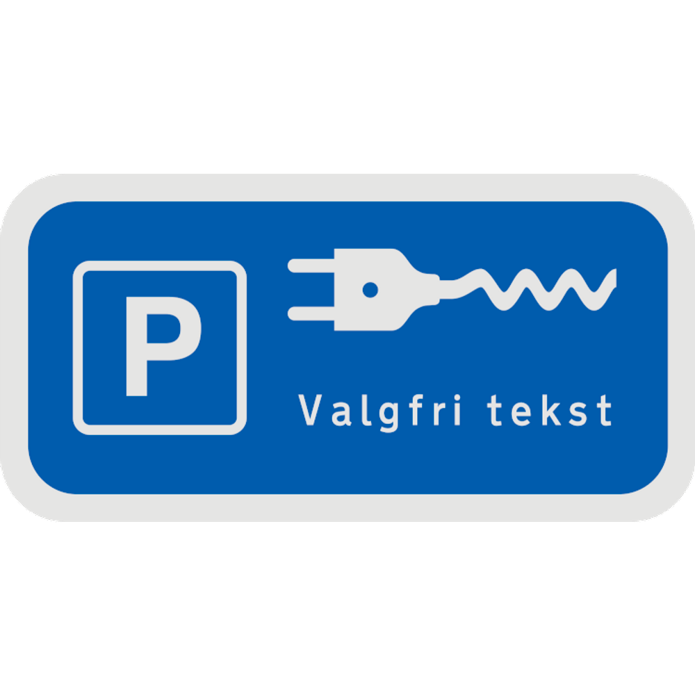 Undertavle - Valgfri tekst og UE 33,4 symbol for parkering med elbil 30x70 cm
