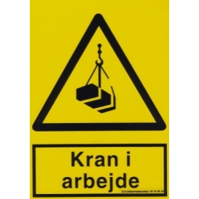 Kran i arbejde, advarselsskilt, selvklæbende folie