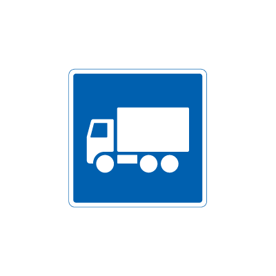 Anbefalet rute for lastbiler E 22,1 oplysningstavle 70x70 cm 2-sidet