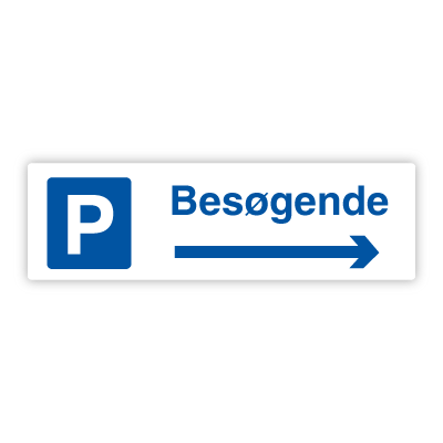 Besøgende - Parkeringsskilt 150x500mm (pil højre)