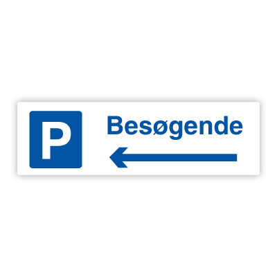 Besøgende - Parkeringsskilt 150x500 mm (pil venstre)