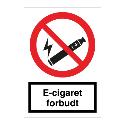 E-cigaret forbudt skilt 148x105 mm (A6), Selvklæbende