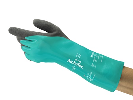AlphaTec 58-735 skærefast kemikaliehandsker med høj hi-viz foring 9 - L