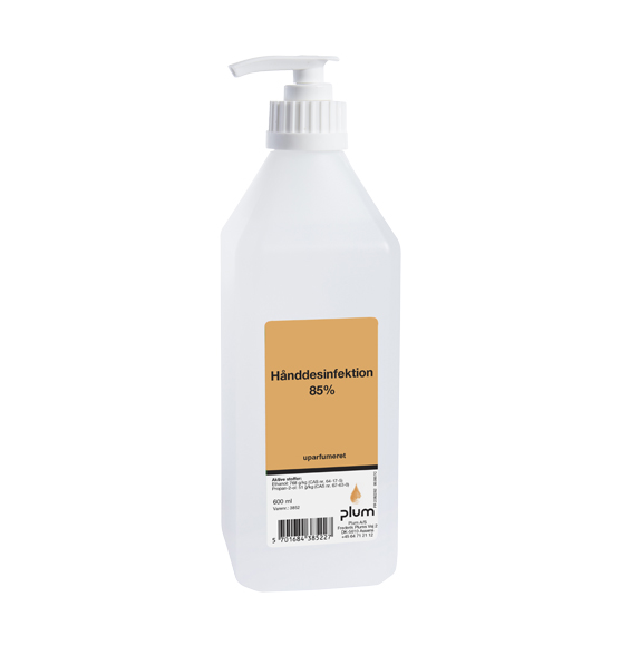 600 ml hånddesinfektion 85% ( 6% IPA ) pumpeflaske, alkoholbaseret desinfektion Plum 3852