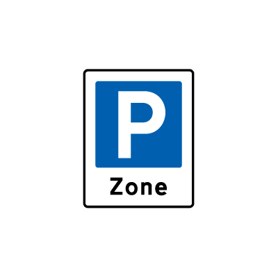 Zone med parkering E 68,3 oplysningstavle 60 x 50 cm 2-sidet