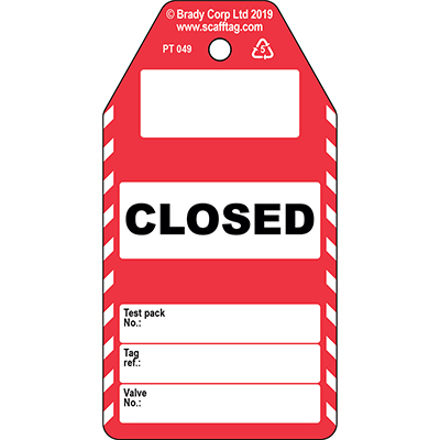 CLOSED (valve) information tag