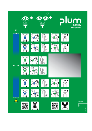 PLUM Eyewash plan (øjenskylleplan) plasttavle med instruktioner og spejl