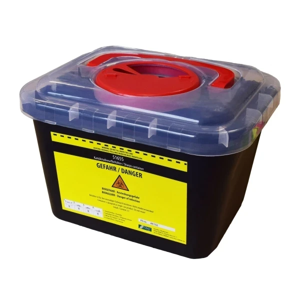 Sort kanyleboks, kanylespand 5 liter, 245 x 200 x 165 mm