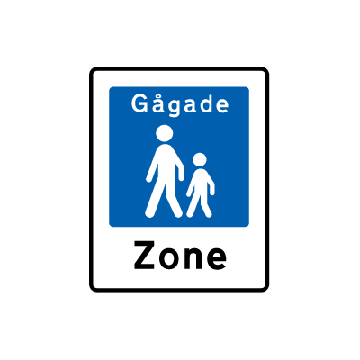 Gågade E 49 oplysningstavle 30 x 25 cm 1-sidet