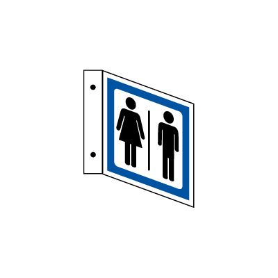 Dame / Herre symbol L-skilt Aluminium 200x200 mm