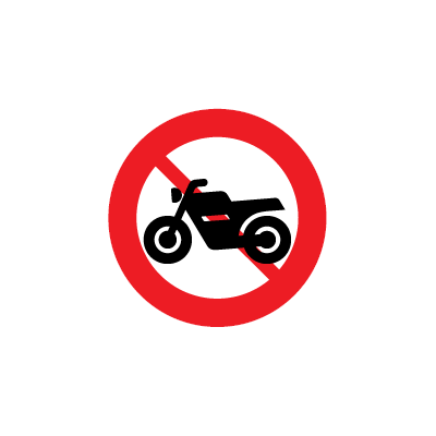 Motorcykel og registreringspligtig knallert forbudt forbudstavle Ø 500 mm 1-sidet