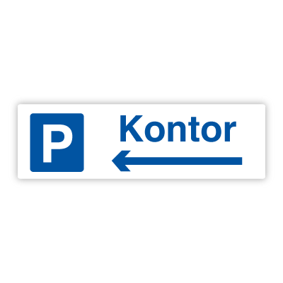 Kontor - Parkeringsskilt 150x500 mm (pil venstre)