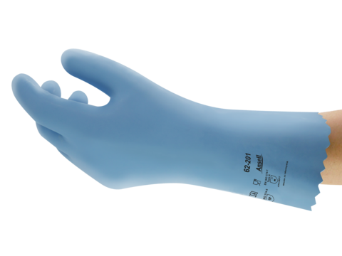 AlphaTec® 62-201 blå latexhandske Fødevarer godkendt længde 300 mm, kontakt varme op til 100 C 11 - XXL