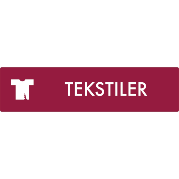 Affaldsskilt AF3301: Tekstiler, Selvklæbende, 5 forsk. størrelser 60x240 mm