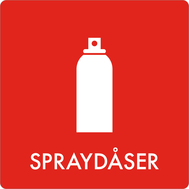 Affaldsskilt AF1814: Spraydåser AF1814 i 240 x 240 mm, hård plast eller reflekterende aluminium Plast
