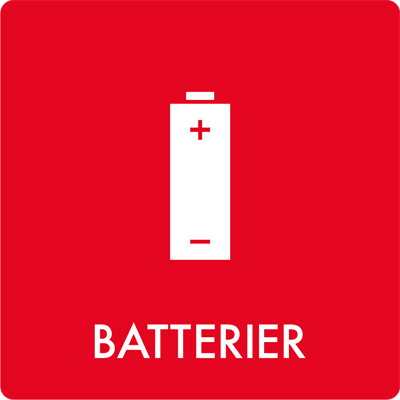 Affaldsskilt: Batterier fås i 3 forskellige materialer og str. mellem 60x60 mm - 240x240 mm 240x240 mm, Reflekterende aluminium